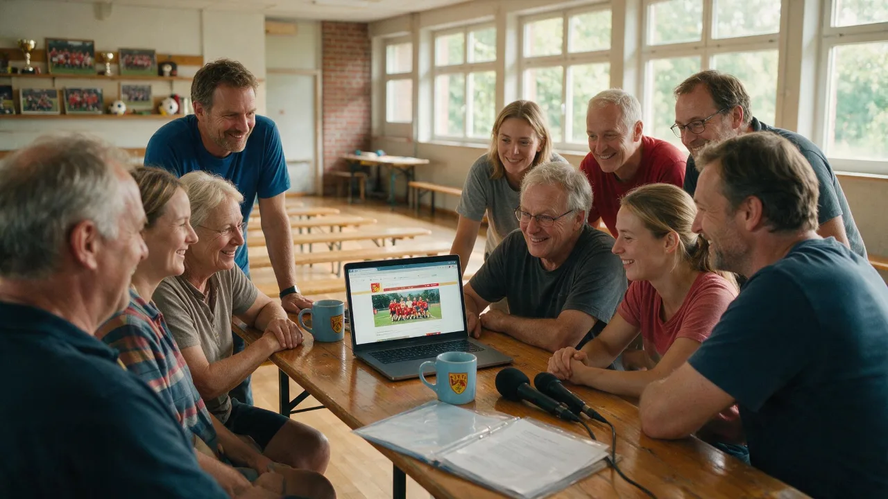 Kostenlose Webseite für Vereine: Ehrenamtliche schauen gemeinsam auf ihre neue Vereinswebseite